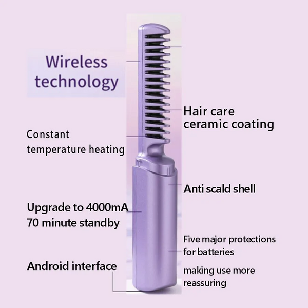 Rechargeable Hot Comb Hair Straightener